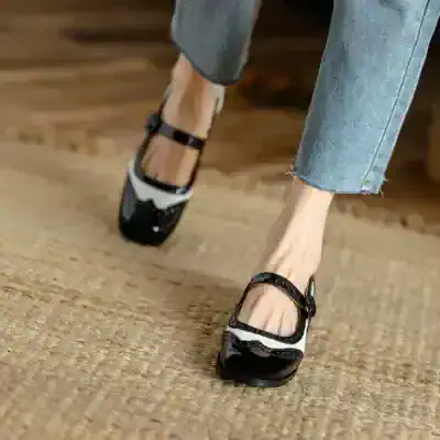 Comfy black and white Mary Jane shoes for women at Monalisa Store.