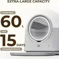 High-capacity cat litter scoop with a 60L container, designed for easy scooping and cleaning for cat owners. Ideal for managing cat litter efficiently and saving time with a large scoop size.