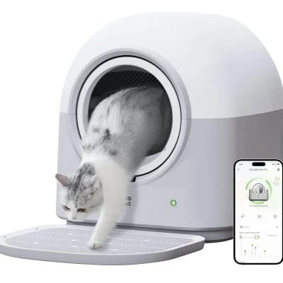 Silence cat washing machine with smartphone app control, modern pet care appliance, automatic cleaning device for cats, innovative pet grooming technology, pet-friendly washer from Monalisa Store.