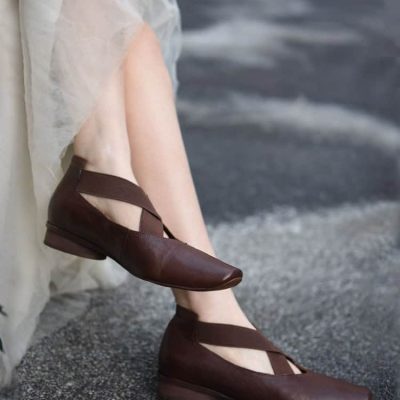 Comfortable brown leather ankle strap shoes for women, perfect for stylish everyday wear and special occasions.