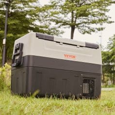 Portable medical cooler with VEVOR logo, ideal for storing vaccines or medical supplies, outdoors on grassy field with trees in background.