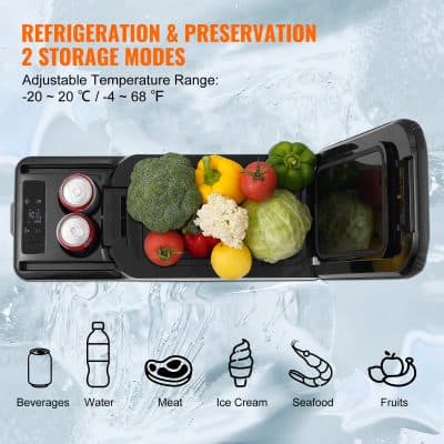 Fresh vegetables inside a compact, modern refrigerator with adjustable temperature, highlighting refrigeration and storage solutions for freshness preservation.