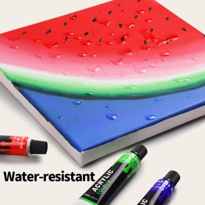Vibrant watermelon-themed acrylic painting on canvas with water-resistant finish, featuring smooth color gradients and droplets detail, suitable for modern wall decor.