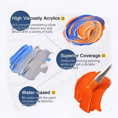 High viscosity acrylics for durable and smooth paint texture, perfect for creative artistic projects and detailed paintwork.