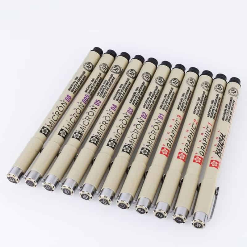 Microblading pen set with multiple markers for semi-permanent eyebrow tattooing, suitable for professional use and cosmetic tattooing.