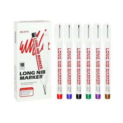 LONG NIB MARKER, 10-pack, waterproof and quick-drying long nib markers suitable for precise eye care and medical use.