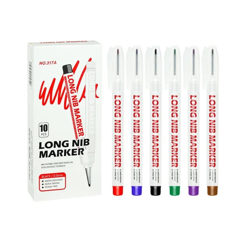 LONG NIB MARKER, 10-pack, waterproof and quick-drying long nib markers suitable for precise eye care and medical use.