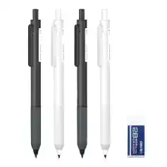 Black and white digital pen stylus with replaceable ink eraser for electronic and optometric use, displayed with an eraser tip and sleek design.