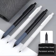Efficient black and white eternal pens with a sleek design, perfect for medical professionals and note-taking, featuring lasting ink and a comfortable grip.