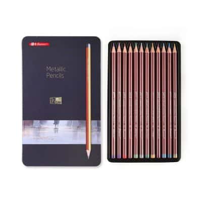 Bright metallic colored pencils set, ideal for artistic and eye care needs at Monalisa Store, perfect for creative projects and eye health products.