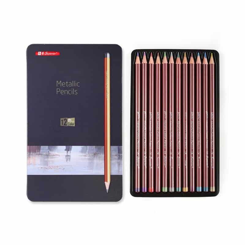 Bright metallic colored pencils set, ideal for artistic and eye care needs at Monalisa Store, perfect for creative projects and eye health products.