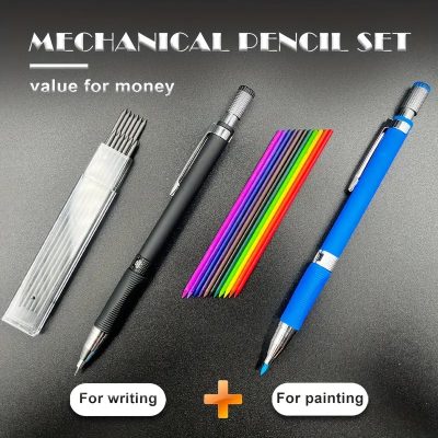 Colorful mechanical pencil set with pens and pencils for writing and painting, ideal for office and school supplies, featuring durable quality and vibrant colors for creative and everyday use.