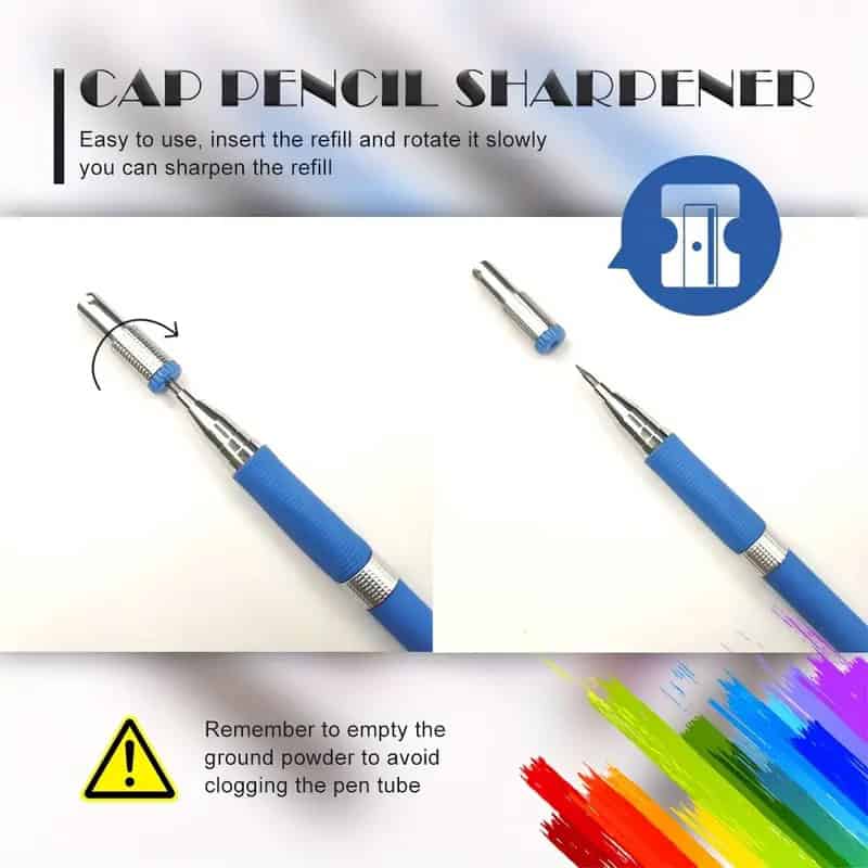 Cap pencil sharpener - easy refill process, compact design, ideal for precise sharpening of cosmetic pencils like lip liners and eyeliners.