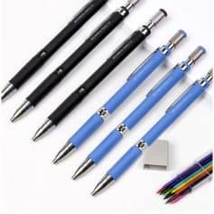 Black and blue mechanical pencils set for precision drawing and writing at Monalisa Medical Store.