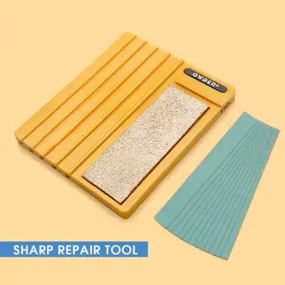 Precision glass cutter tool for eyewear and optometry repairs, featuring adjustable measurements and replacement rubber pads for professional lens and frame adjustments.