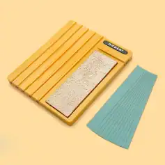 Surgical skin testing instrument set for allergy testing, including a wooden handle with multiple prongs and adhesive strips for allergy skin prick tests.