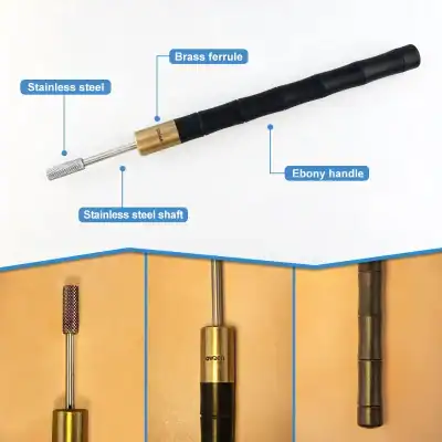 Precision dental probing tool with stainless steel components, brass ferrule, and ergonomic ebony handle for accurate and comfortable dental examinations and procedures.