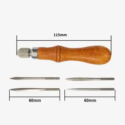 Precision manicure tools with wooden handles, including cuticle pushers and nail cleaners, ideal for professional and home use. Ergonomic design ensures comfortable, effective nail grooming.