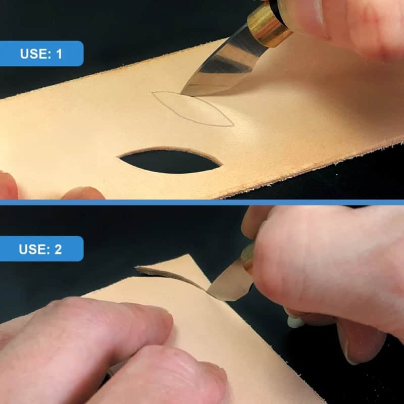 Blunt-tipped precision cutting tools for eyelash extension application on beige practice skin or paper veneer.