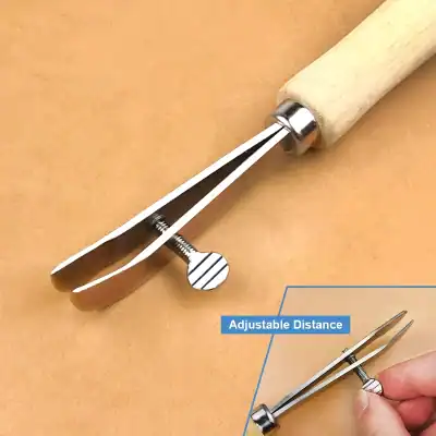 Adjustable eyelash extension removal tool with wooden handle, stainless steel, ergonomic design for safe, precise lash removal in beauty salons and clinics.