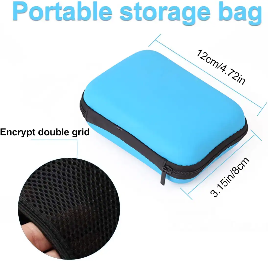 Compact portable storage bag for optometry tools, with secure encryption double grid, measuring 12cm x 8cm, ideal for organized eye care accessories and medical equipment.