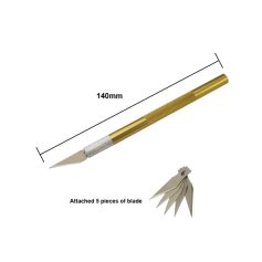 Precision replacement scalpel with 5 interchangeable blades, 140mm length, ideal for detailed eye surgery and medical procedures. Crafted for professional ophthalmic use.