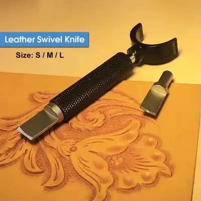 Leather swivel knife for cosmetic and tattooing procedures, available in small, medium, and large sizes for precision work.