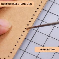 Precision leather perforation process for custom medical and fashion accessories from Monalisa Store. Skilled handling ensures quality craftsmanship in every detail.