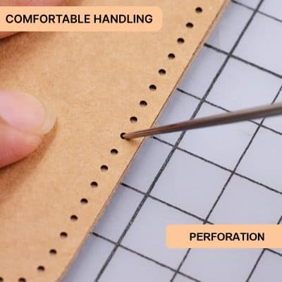 Precision leather perforation process for custom medical and fashion accessories from Monalisa Store. Skilled handling ensures quality craftsmanship in every detail.