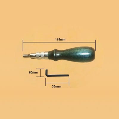 Precision dental instrument with wooden handle and metal tips, including an L-shaped wrench for dental procedures and adjustments. Ideal for dental clinics and professional use.