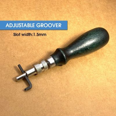 Precision dental tool with adjustable groover for dental procedures, featuring a comfortable wooden handle and fine metal components, ideal for dental professionals and clinics.