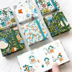 Blank gift wrapped boxes with colorful Nature and animal-themed patterns from Monalisa Store, perfect for eco-friendly packaging and unique gift presentation.