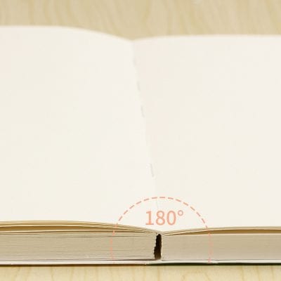 Flip-open empty journal pages with 180-degree fold for writing or sketching, ideal for eye care professionals and optometry notes, clean and professional look.