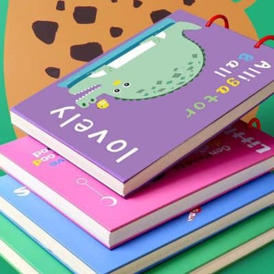 Colorful children's picture books on a shelf, featuring playful and engaging designs suitable for early learning and reading development.