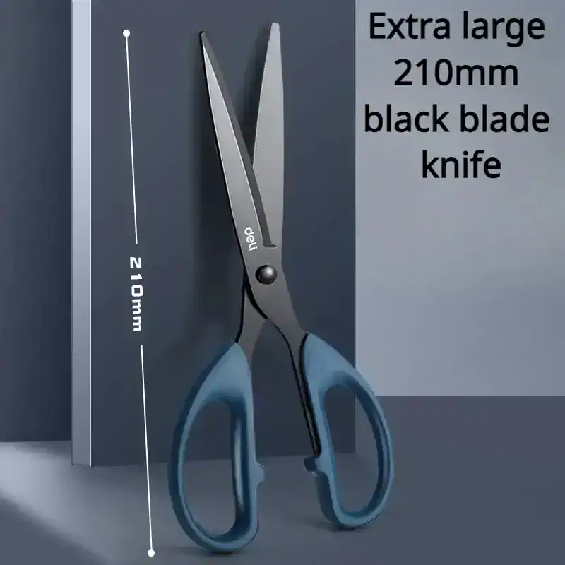 Extra large 210mm black blade scissors for precise hair cutting and styling.