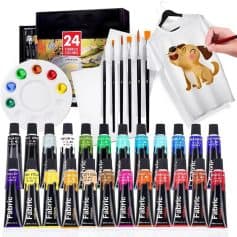 24 fabric colors art set with paintbrushes and canvas for sewing, painting, and craft projects at Monalisa Store.