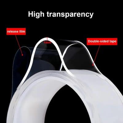 Ultra-clear, medical-grade transparent protective film for durable eye protection and enhanced visibility, featuring double-sided tape and 1mm release film.