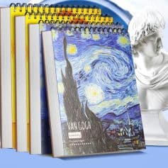 Van Gogh painting notebooks with artistic cover designs, perfect for art enthusiasts.