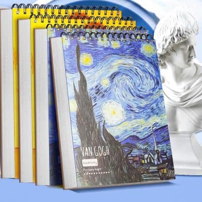 Van Gogh painting notebooks with artistic cover designs, perfect for art enthusiasts.