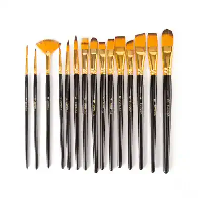 High-quality makeup brushes set with black handles and gold ferrules, perfect for professional and everyday beauty application. Ideal for eyeshadow, foundation, and detail work.