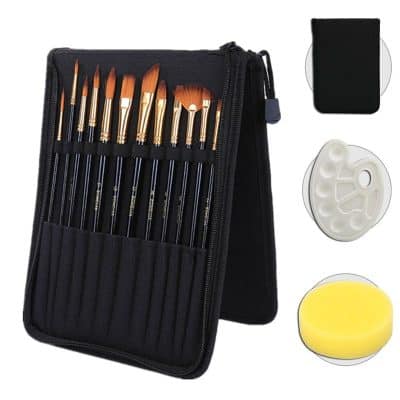Professional nail art brush set with carrying case for precise beauty and cosmetic application.