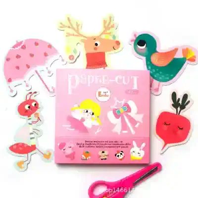 Paper cut craft and creative activity kit featuring cute animal and character designs, perfect for children's arts and crafts projects and imaginative play.