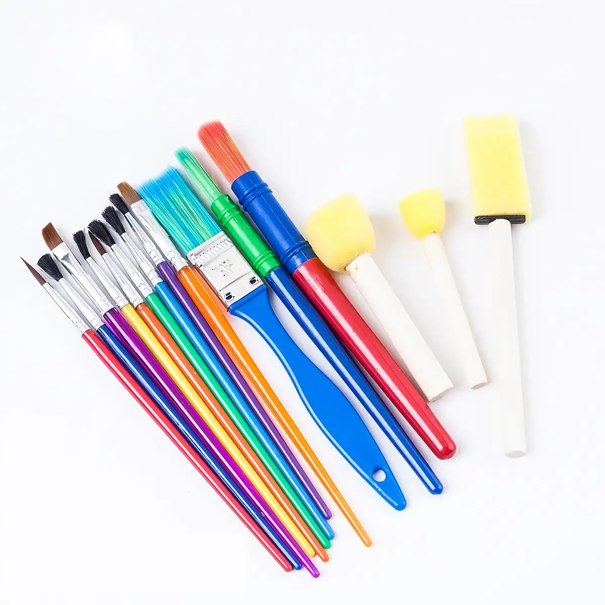 Multicolored dental cleaning brushes and tools for oral hygiene, dental instruments for cleaning and plaque removal.