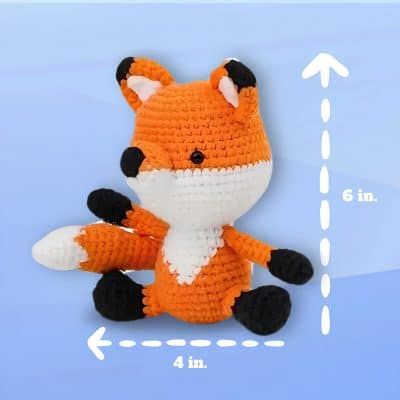 Crochet fox plush toy, handmade soft animal, cute stuffed animal gift for kids and babies, 6 inches tall, orange and white, adorable animal decor for nursery or bedroom, Monalisa Store.