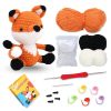 Colorful crochet fox stuffed toy with knitting supplies for DIY crochet projects by Monalisa Store, perfect for creating or repairing knitted or crocheted animals and accessories.