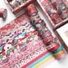Colorful Japanese washi tapes with floral and traditional patterns, ideal for decorative crafts and scrapbooking, available at Monalisa Store for creative project enhancements.