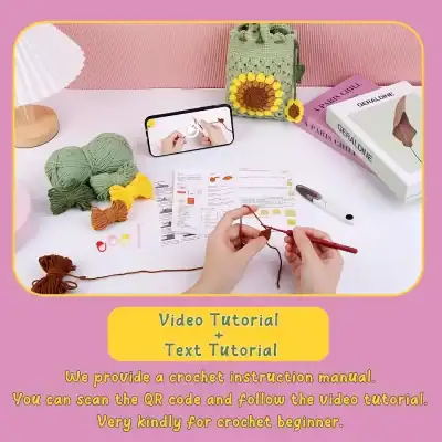 Crochet tutorial and instruction manual from Monalisa Store, perfect for beginners looking to learn yarn crafts and crochet techniques. Includes QR code for video guidance.