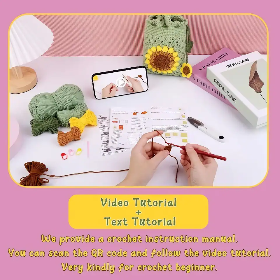 Crochet tutorial and instruction manual from Monalisa Store, perfect for beginners looking to learn yarn crafts and crochet techniques. Includes QR code for video guidance.