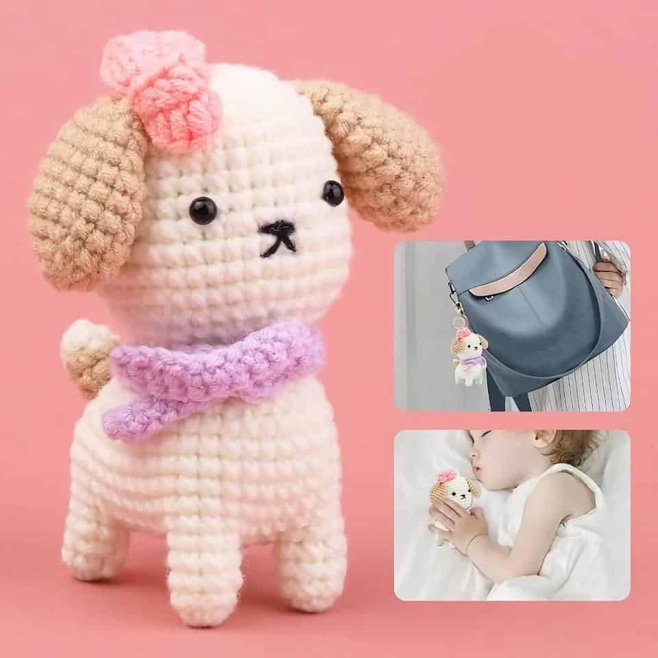Handmade crochet dog plush toy, adorable pet-themed stuffed animal, soft and huggable puppy gift, perfect for kids or dog lovers, Monalisa Store.