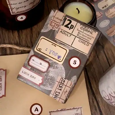 Aromatherapy candle with vintage-style labels and handmade design, perfect for relaxation and home decor, available at Monalisa Medical Store.